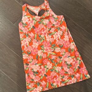 art class Orange Floral Tank Dress with Pink Flowers